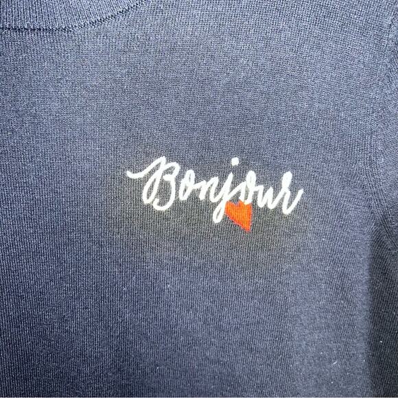 BANANA REPUBLIC preppy "Bonjour" cotton blend sweater M - Picture 3 of 5